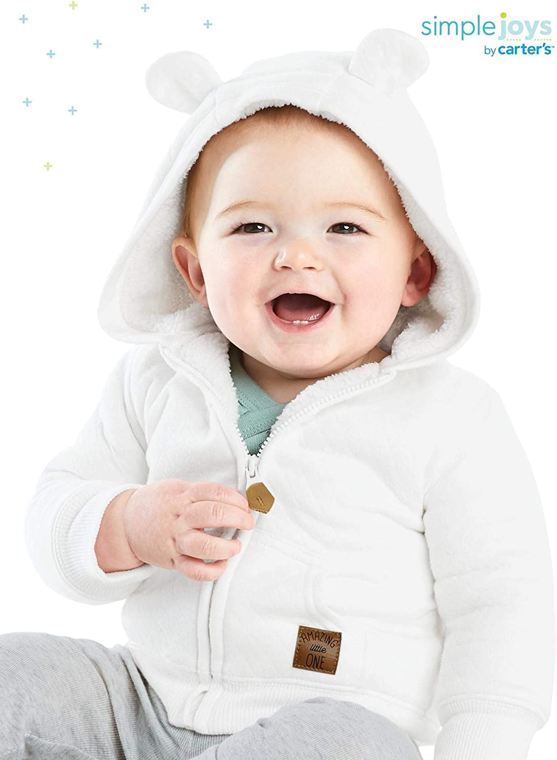 Simple Joys by Carter's Unisex Babies' Hooded Sweater Jacket with Sherpa Lining - Image 2